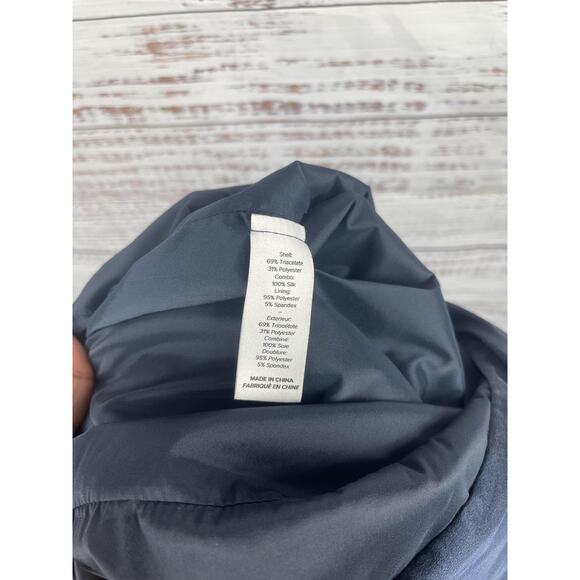 Cinq a Sept Dress Women's 8 Navy Halter Cowl Neck Silk Top Open Back Slit Gown - Picture 5 of 10